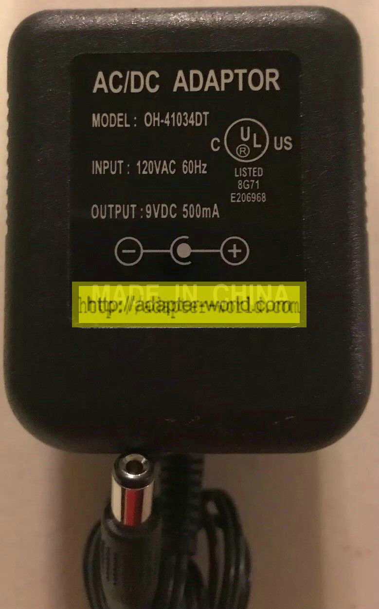 *100% Brand NEW* Model OH-41034DT Output 9VDC 500mA AC/DC Adaptor Free shipping! - Click Image to Close